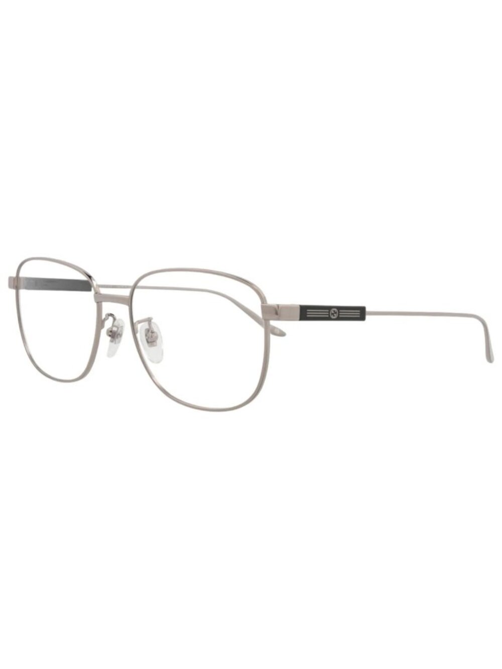 New Gucci Women's Eyeglasses Square Rectangle Metal Frame Mens Ruthenium Eye